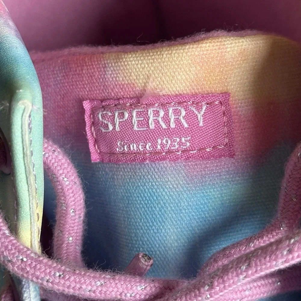 Sperry Port Boot Rain Weather Duck Boots Tie Dye Pastel Rainbow New In Box 5Y